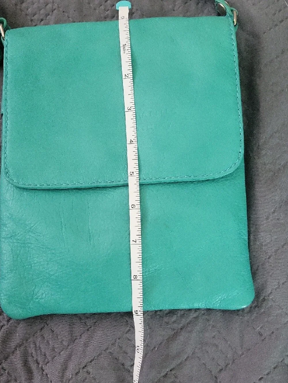 Vera Pelle Turquoise Leather Crossbody Bag